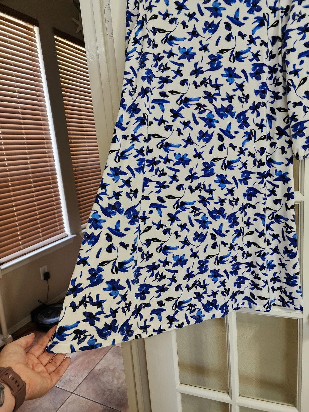 Sonnet James Georgia Play Dress S Blue Floral Tencel 3/4 Sleeve - Picture 8 of 12